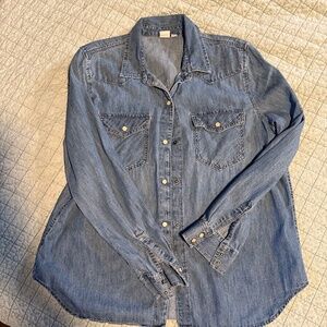 GAP Pearl Snap Button Denim Shirt L